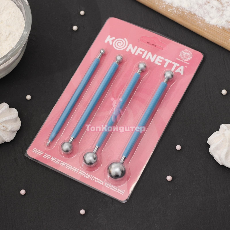 Набор для моделирования кондитерских украшений KONFINETTA, 4 шт