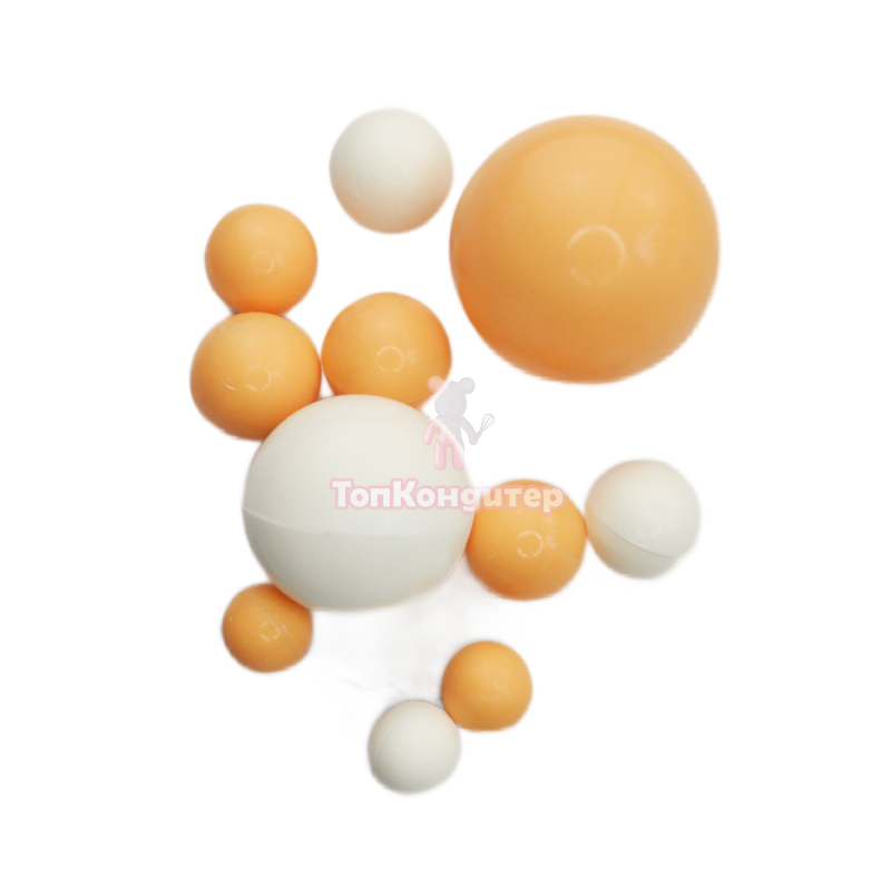 Сферы из шоколадной глазури бело-персиковые 10шт