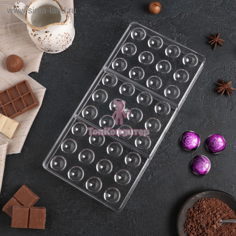 Форма для шоколада «Полусфера», 28×14 см, 36 ячеек поликарбонат