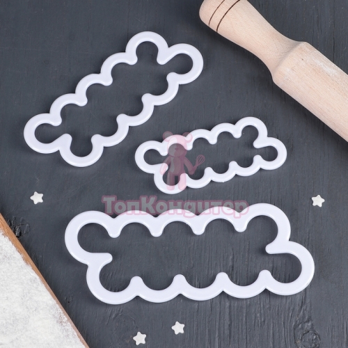 Набор выемок кондитерских для марципана и теста "Бутончик" 3 шт: 16,5х7/13х5/10х4 см