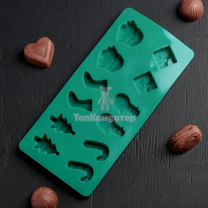 Форма для льда и кондитерских украшений Доляна «Новый год», 21,5×10 см, 12 ячеек, цвет МИКС