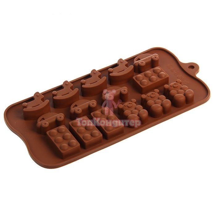 Форма для льда и шоколада 21х11х1,5 см "Детские игрушки", 15 ячеек