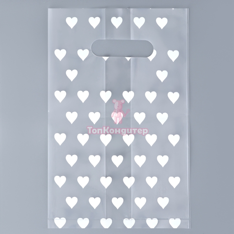 Пакет для бенто торта прозрачный с сердечками 19 см*32 см