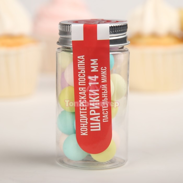 Кондитерская посыпка, шарики, 14 мм, пастельный микс, 50 г