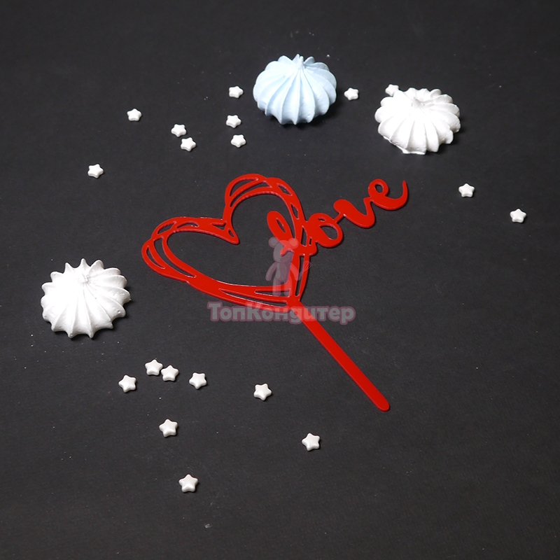 Топпер "Love" красный 8*12 см