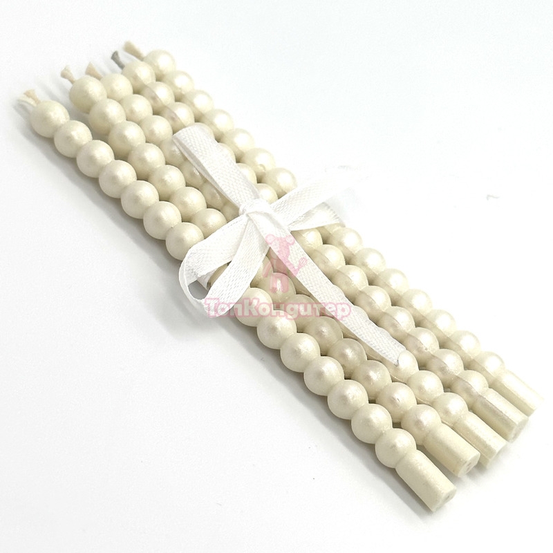 Свечи жемчуг "Перламутровый белый" 12 см, 5 шт