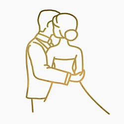 Топпер акрил «Силуэт молодожены" золото