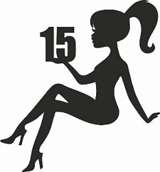 Топпер "Девушка, волосы хвост, 15 лет" ч 11*13 см