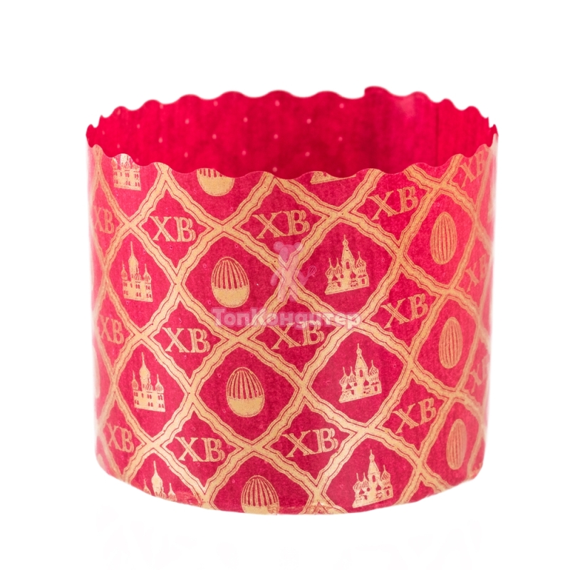 Форма бумажная для кулича "ХВ КРАСНАЯ" d= 11 см x h= 8,5 см