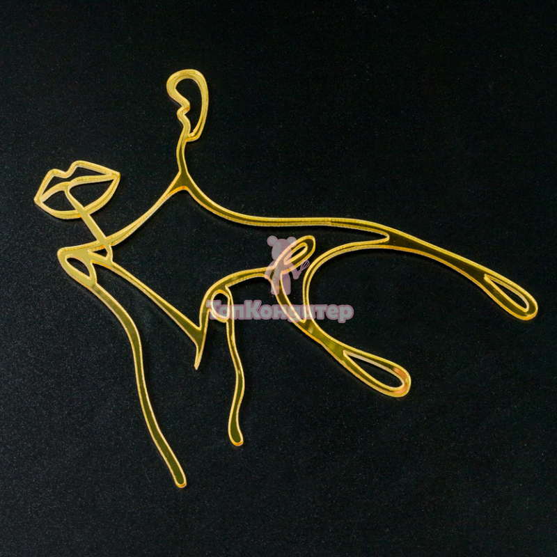 Топпер для торта Контур лица с рукой (золотой)