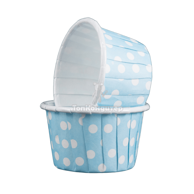 Капсулы капкейк 100 шт голубой фон белый горох