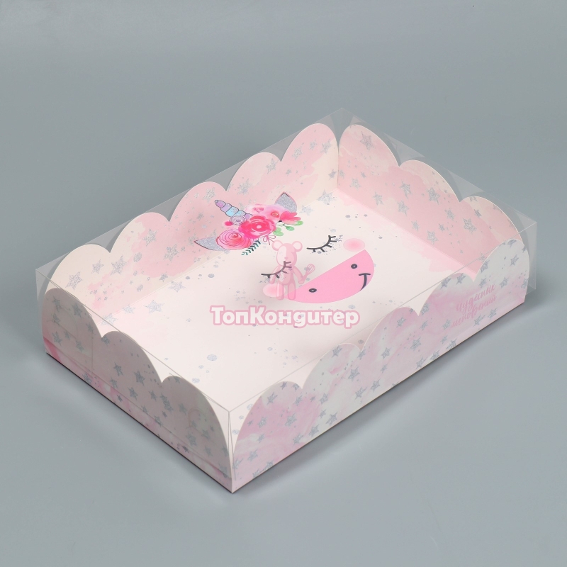 Коробка для пирожных 30 см*20 см*8 см "Чудесных мгновений"
